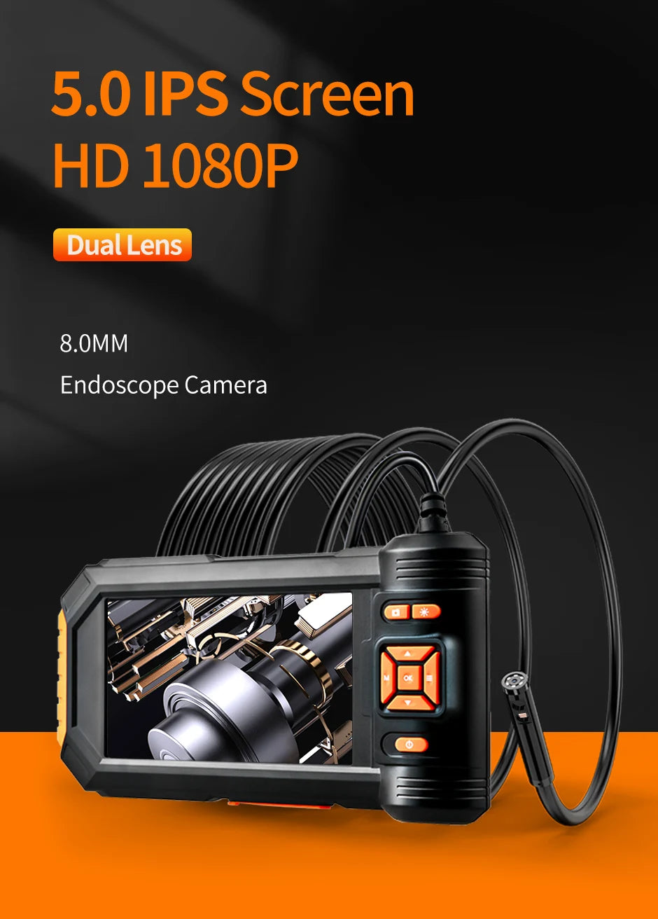 Caméra d’inspection HD808 triple objectif avec écran 5 pouces