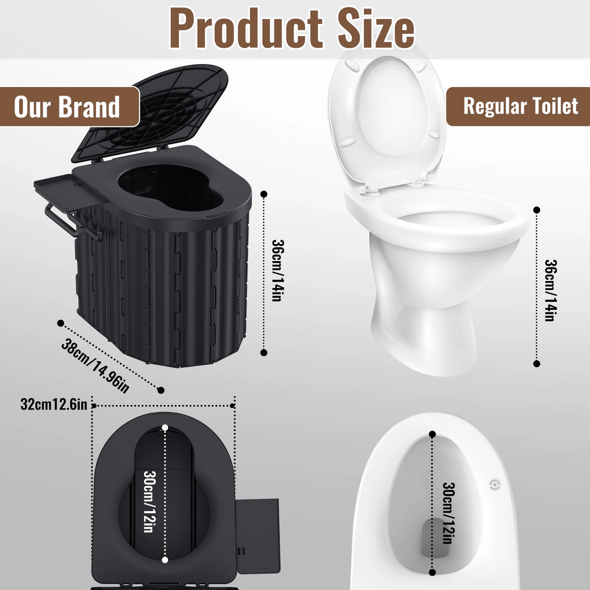 Toilettes portables pliantes avec couvercle pour le camping et les voyages - APPRO-DISTRI