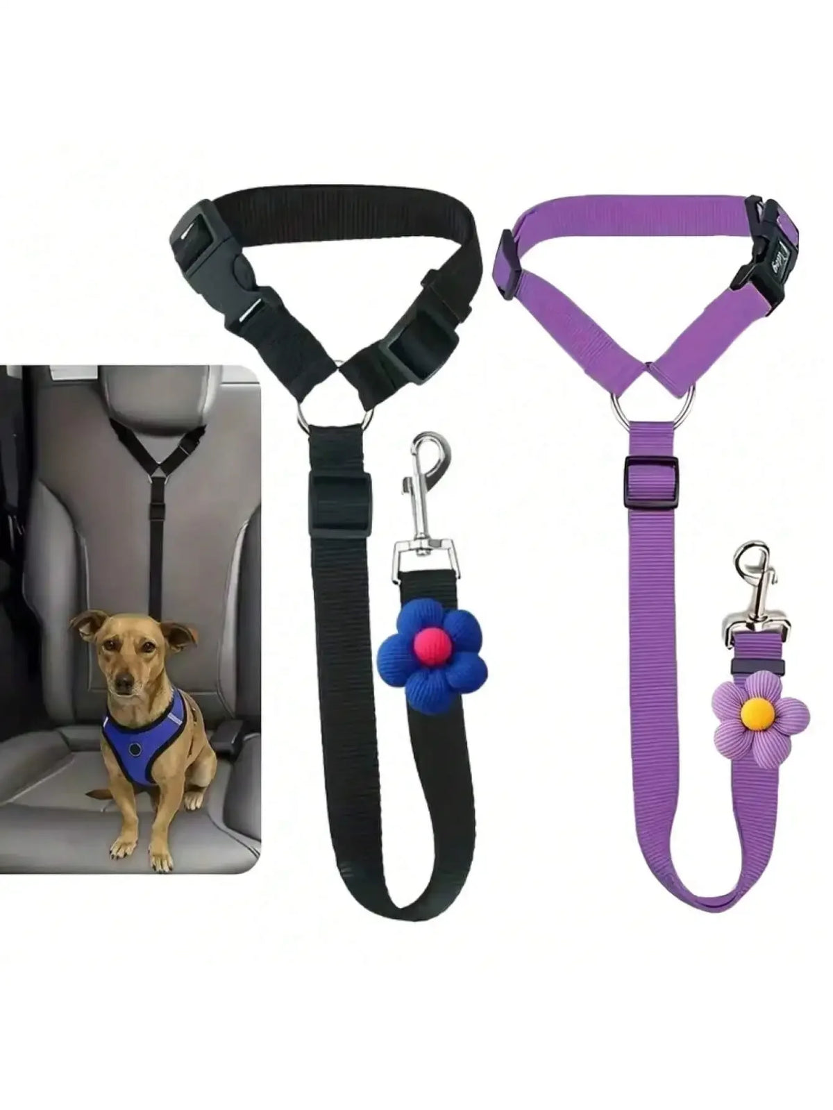 Laisse de sécurité réglable pour chien en voiture