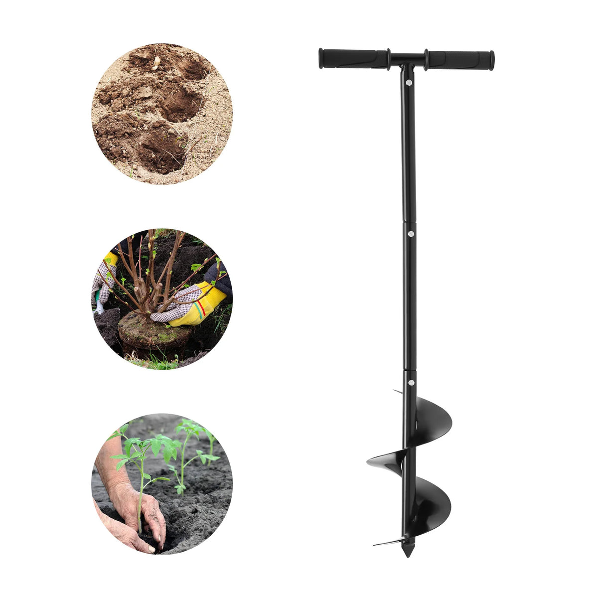 Tarière manuelle de jardin avec mèche spirale 15 cm
