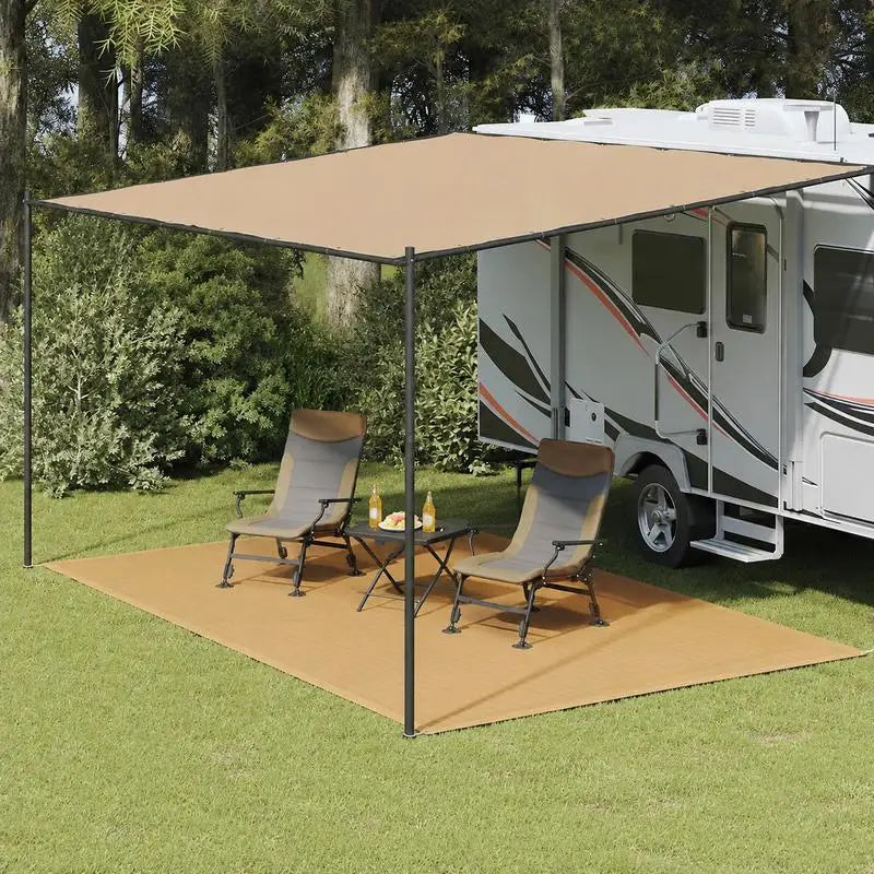 Tapis de camping respirant 3 × 6 m en PEHD – sable - APPRO-DISTRI