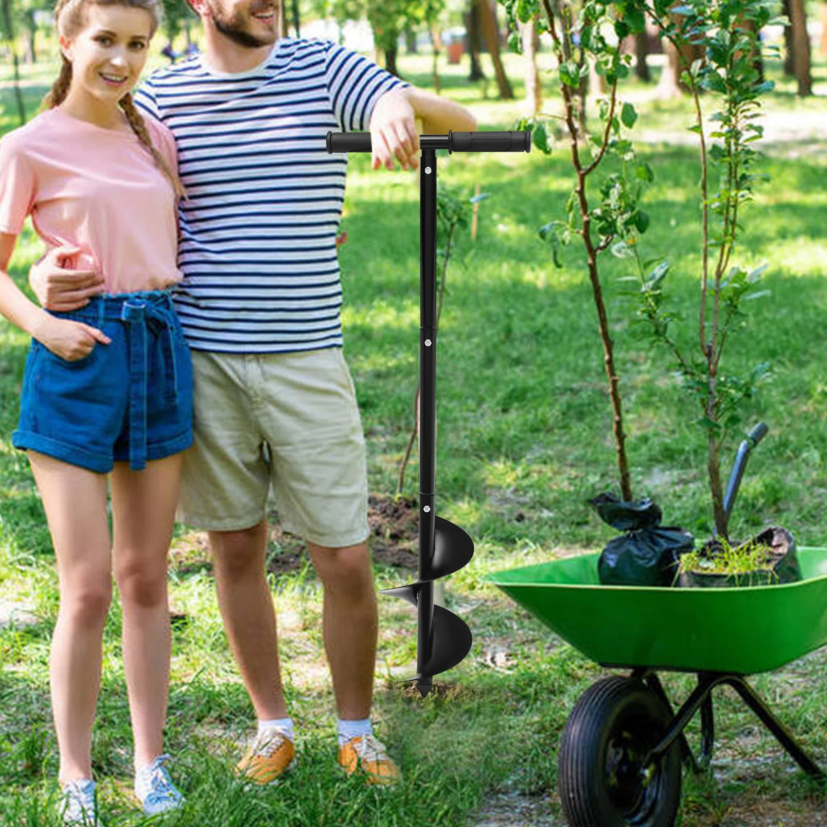 Tarière manuelle de jardin avec mèche spirale 15 cm