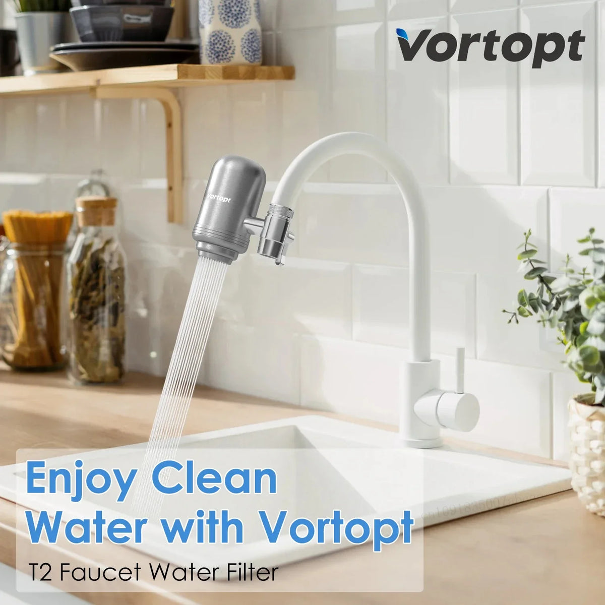 Filtre à eau pour robinet à charbon actif – Gris clair