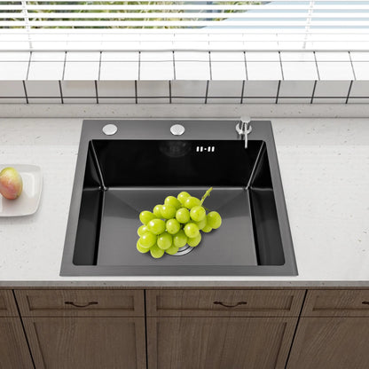 Évier de cuisine inox noir mat 50 × 45 cm avec distributeur de savon