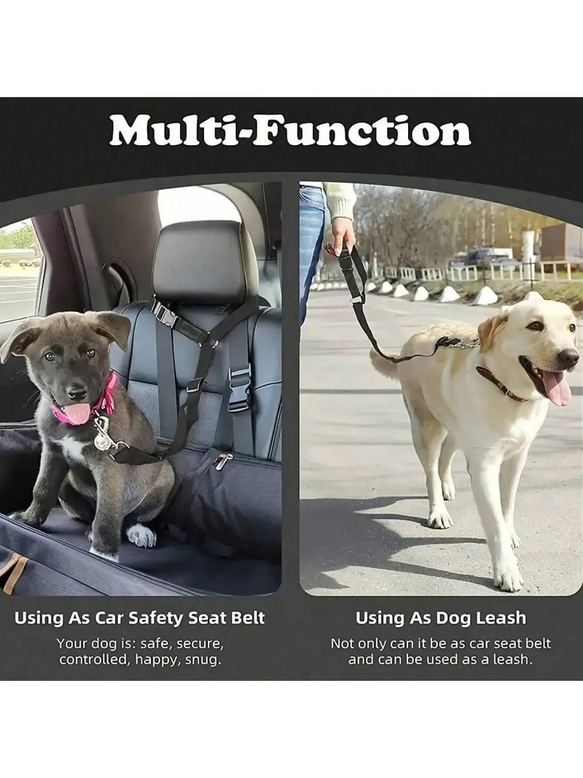 Laisse de sécurité réglable pour chien en voiture