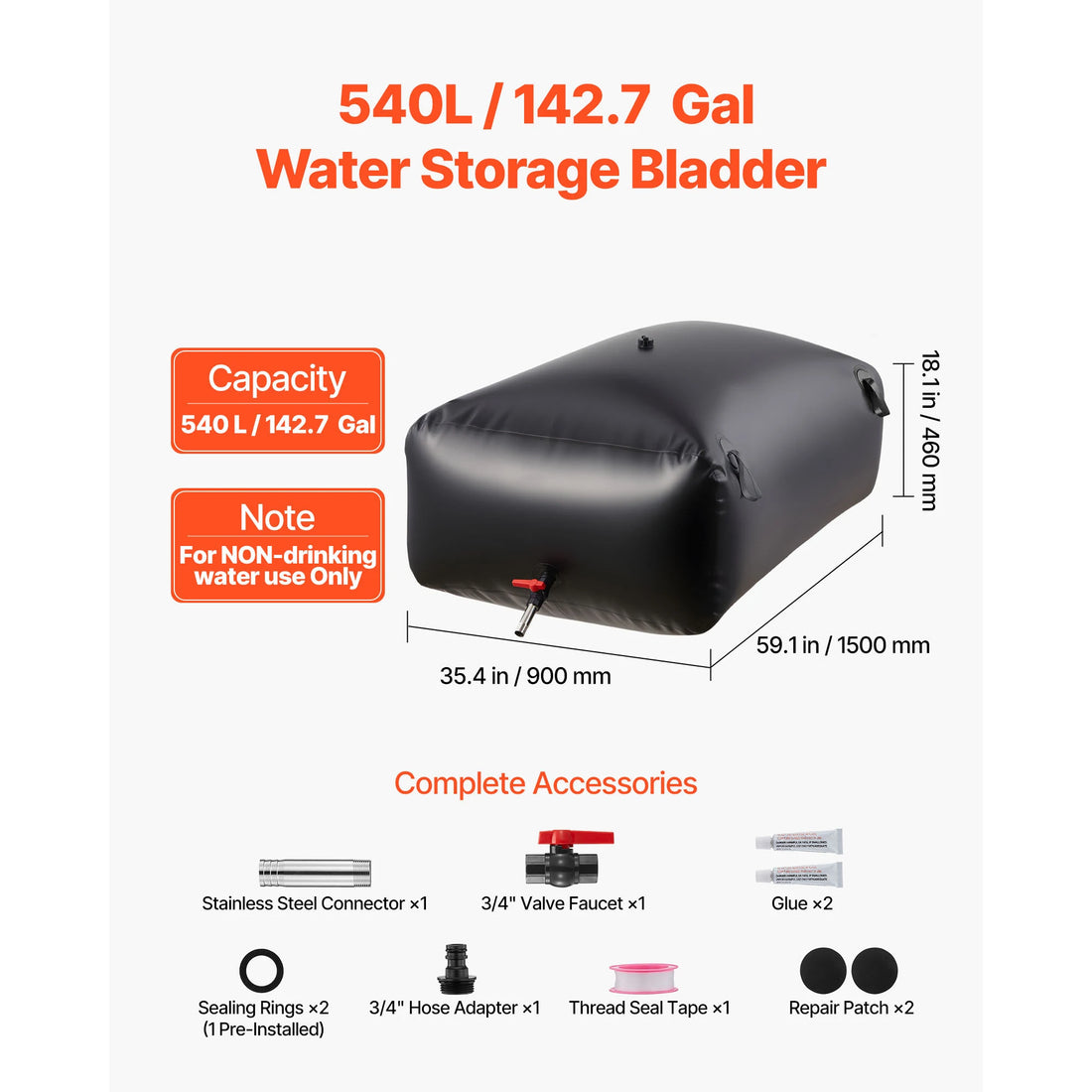 Réservoir d’eau souple pliable SucceBuy, de 113 à 1 000 L - APPRO-DISTRI