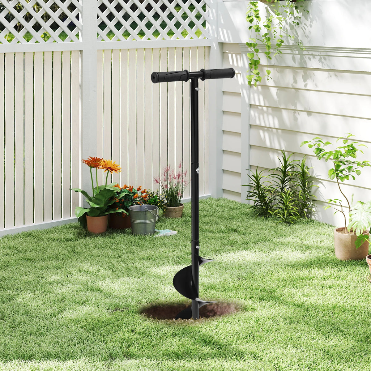 Tarière manuelle de jardin avec mèche spirale 15 cm