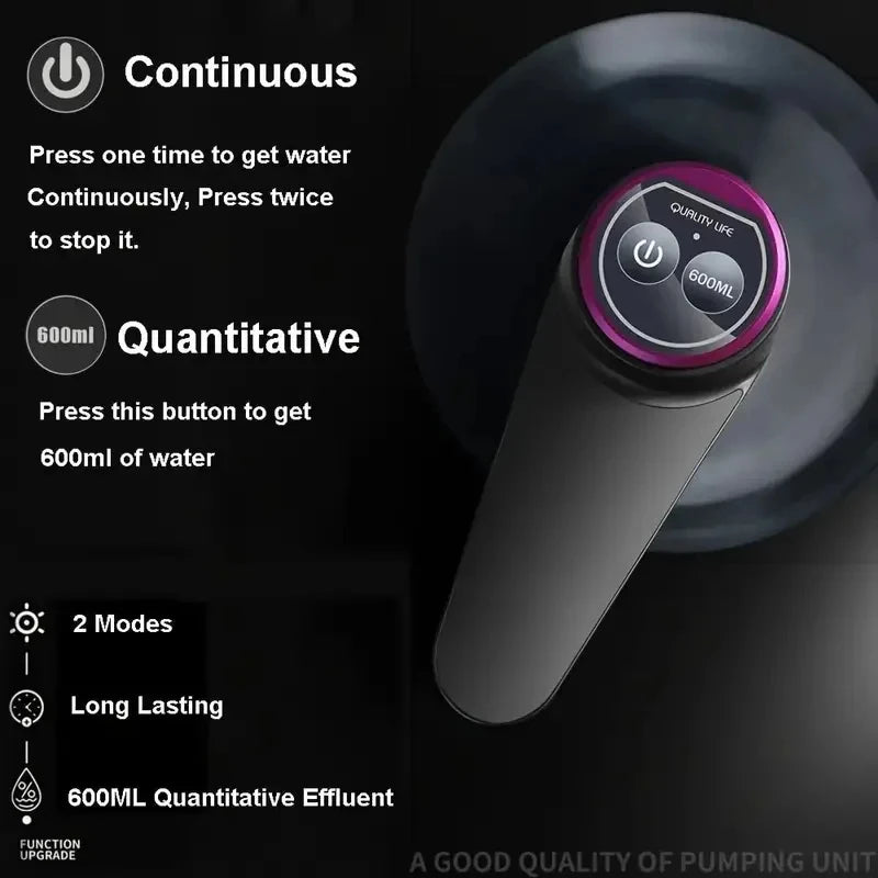 Pompe électrique pour bonbonne d’eau rechargeable USB – Noire