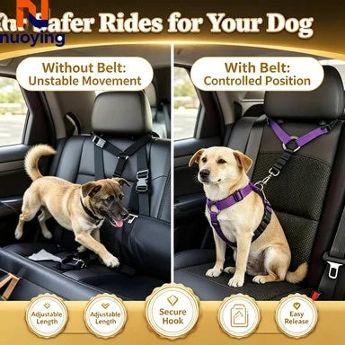 Laisse de sécurité réglable pour chien en voiture