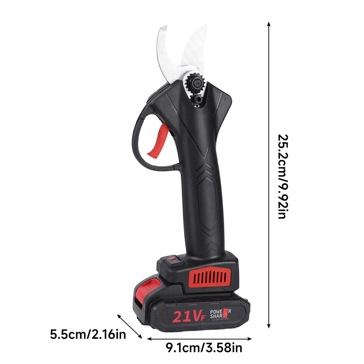 Sécateur électrique sans fil 21 V, coupe jusqu’à 25 mm