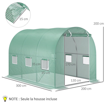 Bâche de remplacement pour serre tunnel 3 × 2 × 2 m – Outsunny - APPRO-DISTRI