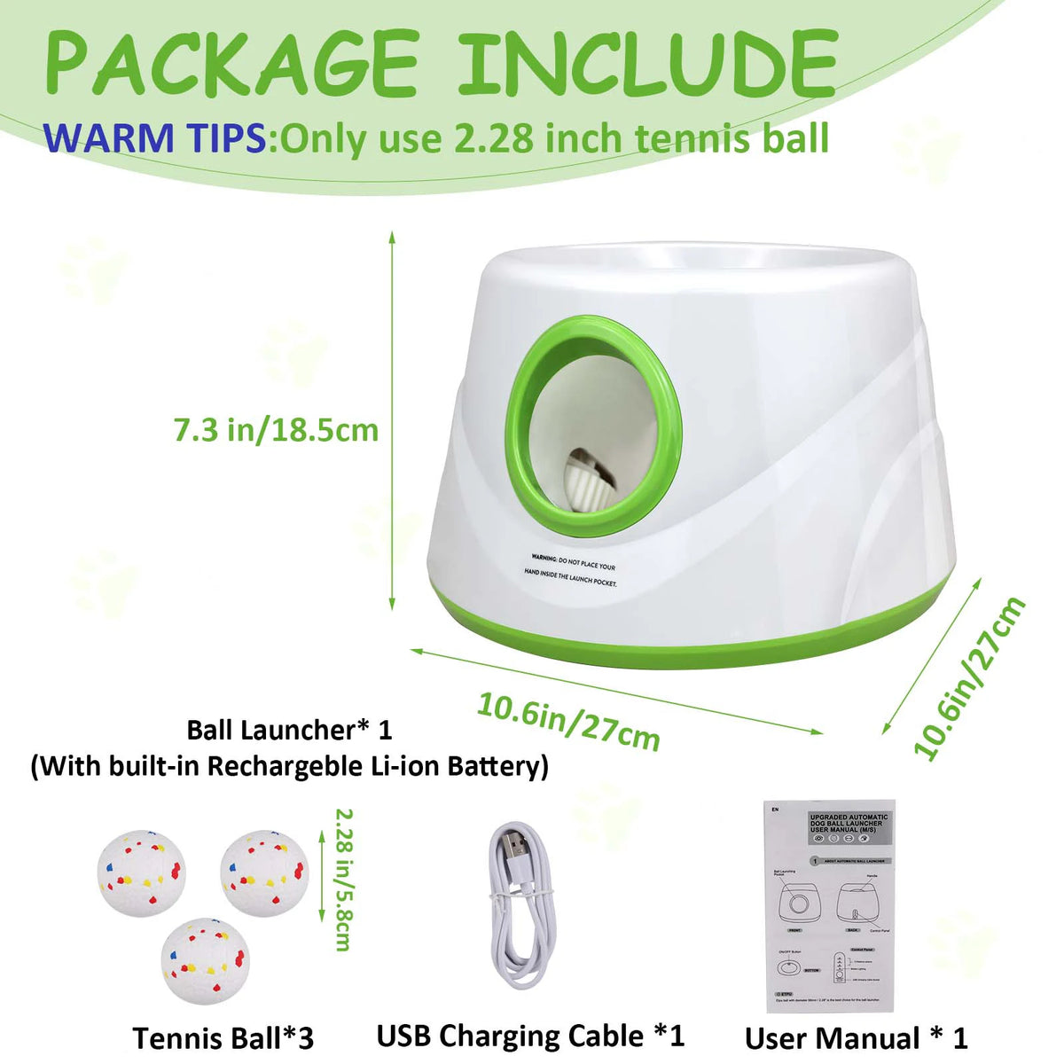Lanceur automatique de balles pour chien rechargeable