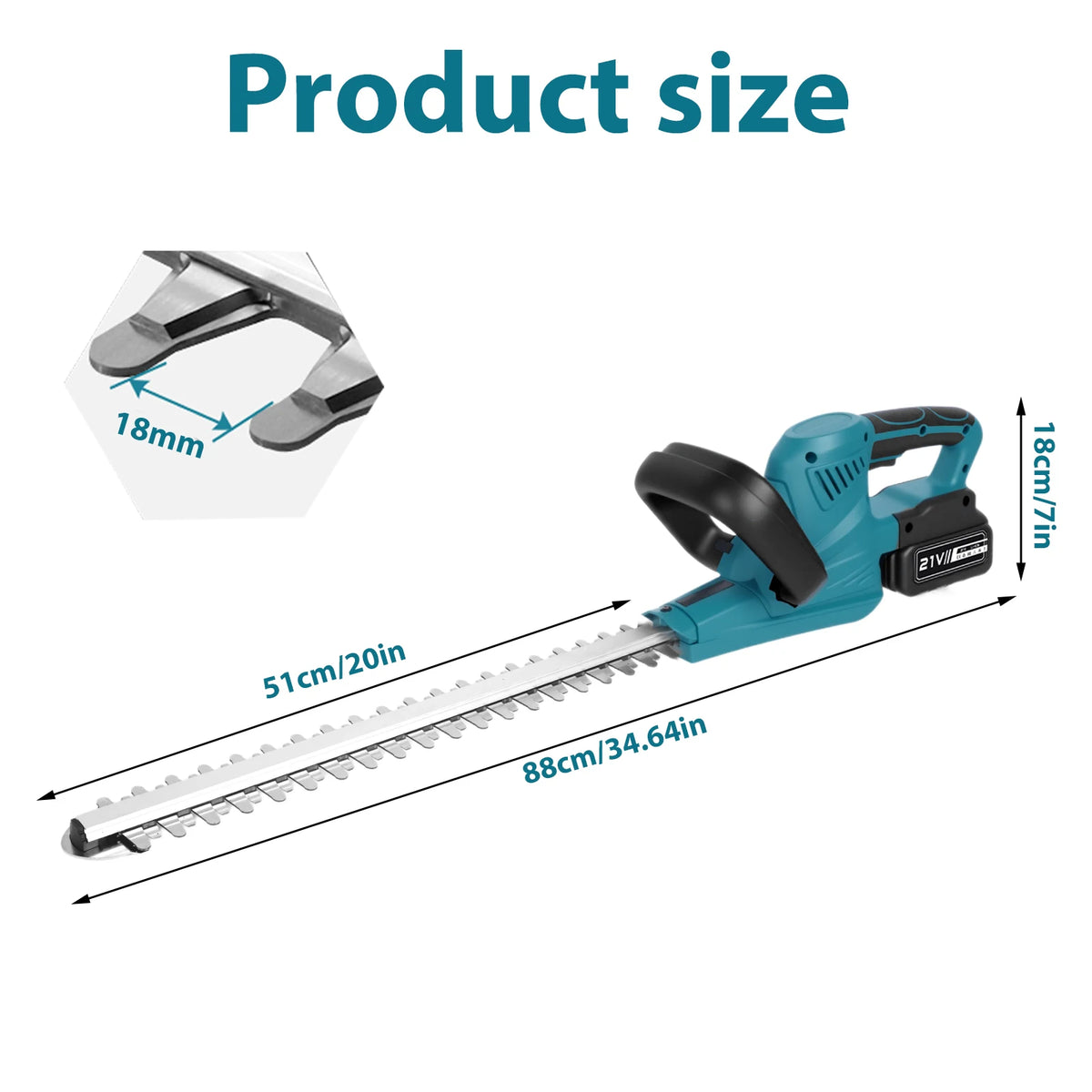 Taille-haie sans fil brushless 51 cm, 2000 W, 7200 tr/min