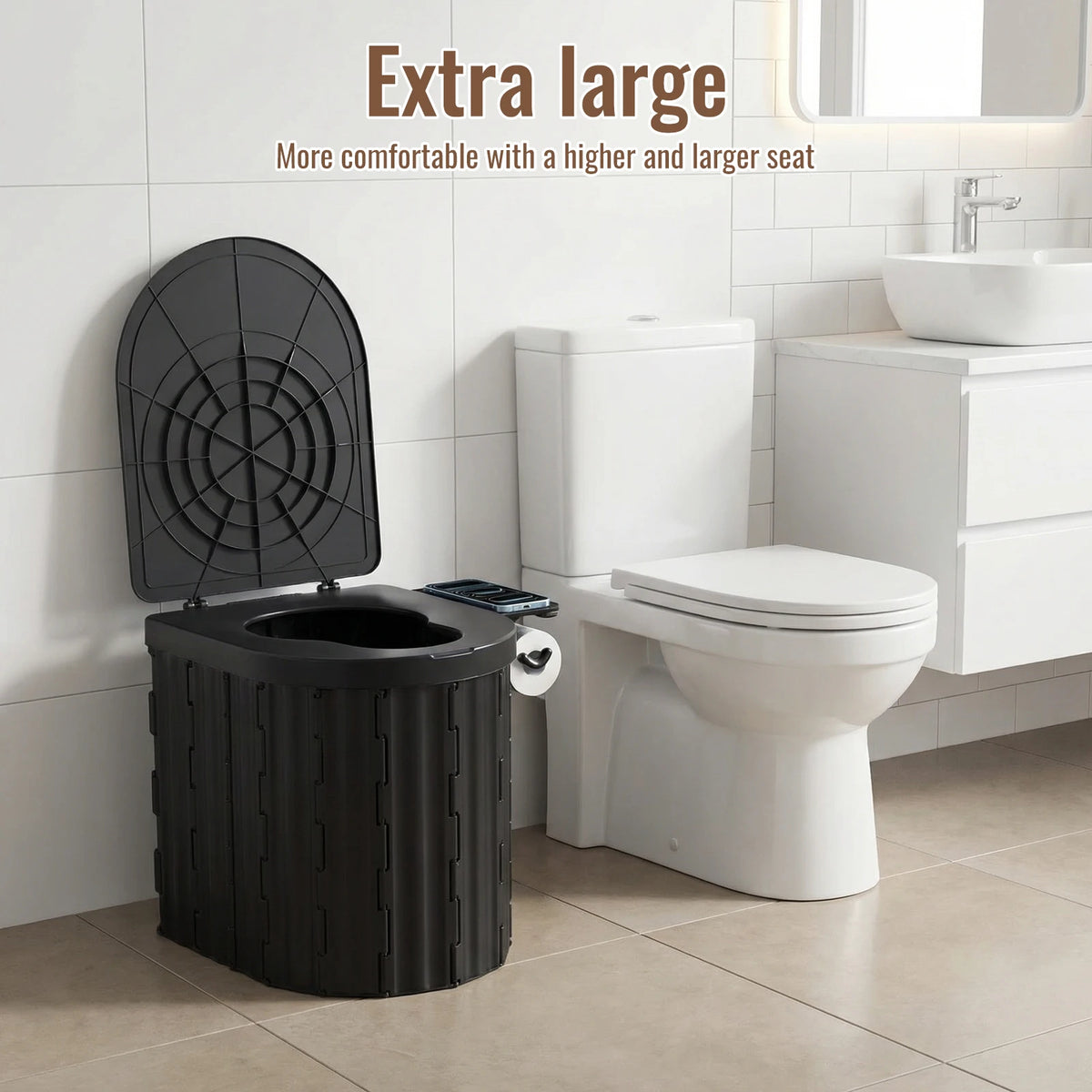 Toilettes portables pliantes avec couvercle pour le camping et les voyages - APPRO-DISTRI