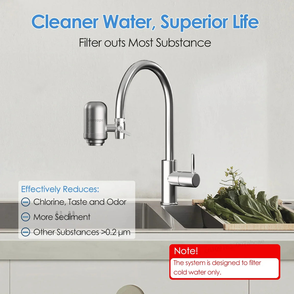 Filtre à eau pour robinet à charbon actif – Gris clair