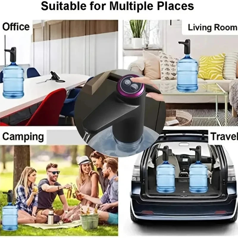Pompe électrique pour bonbonne d’eau rechargeable USB – Noire