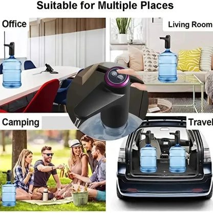 Pompe électrique pour bonbonne d’eau rechargeable USB – Noire