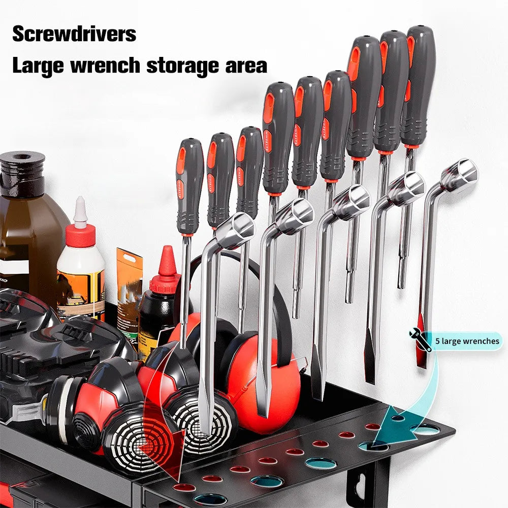 Rangement mural pour outils à 4 niveaux en métal noir Vacclo - APPRO-DISTRI