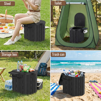 Toilettes portables pliantes avec couvercle pour le camping et les voyages - APPRO-DISTRI