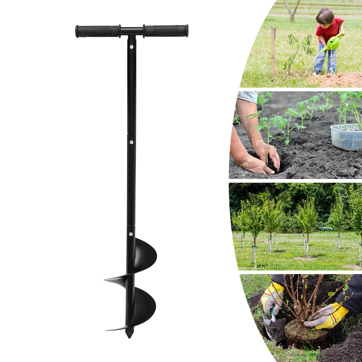 Tarière manuelle de jardin avec mèche spirale 15 cm