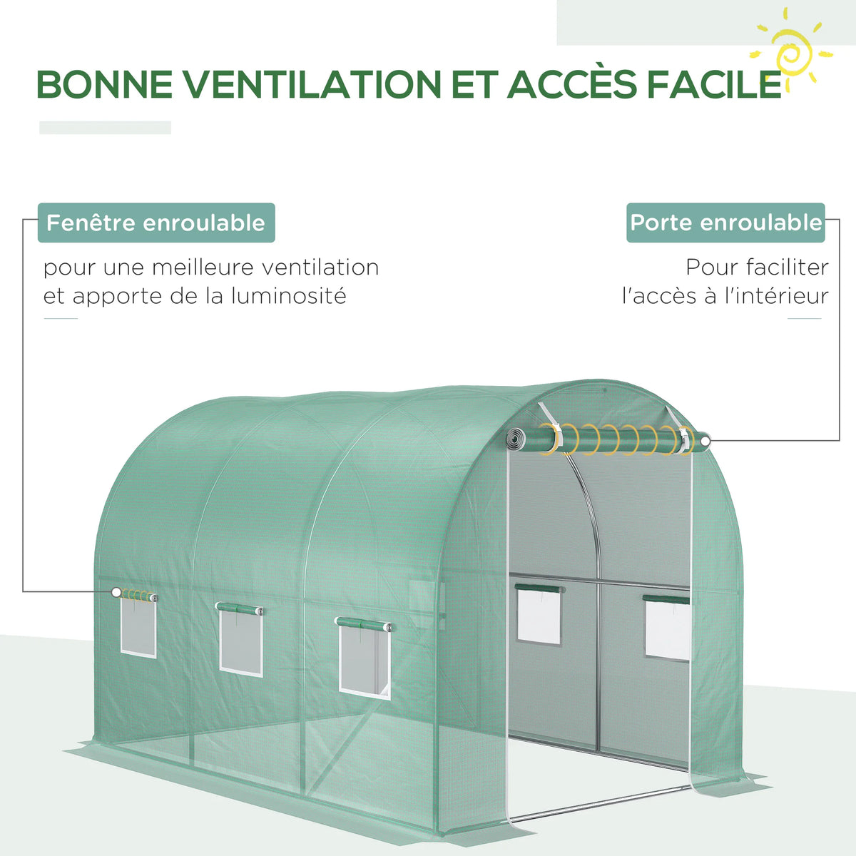Bâche de remplacement pour serre tunnel 3 × 2 × 2 m – Outsunny - APPRO-DISTRI
