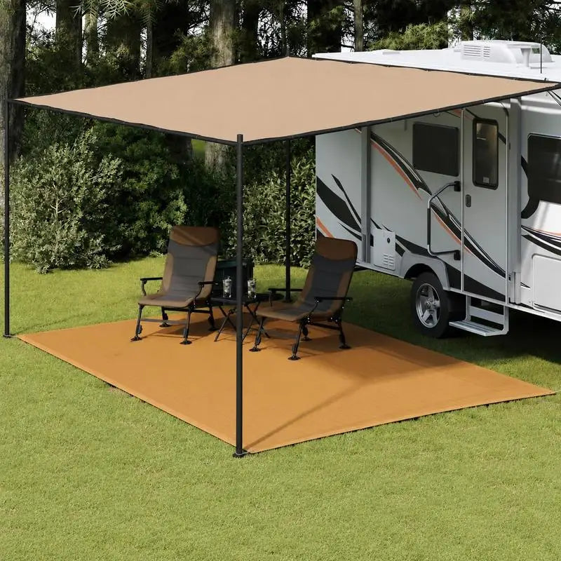 Tapis de camping respirant 3 × 6 m en PEHD – sable - APPRO-DISTRI