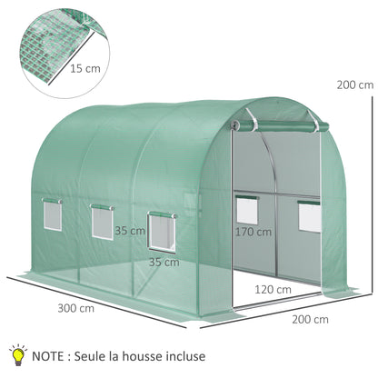 Bâche de remplacement pour serre tunnel 3 × 2 × 2 m – Outsunny - APPRO-DISTRI