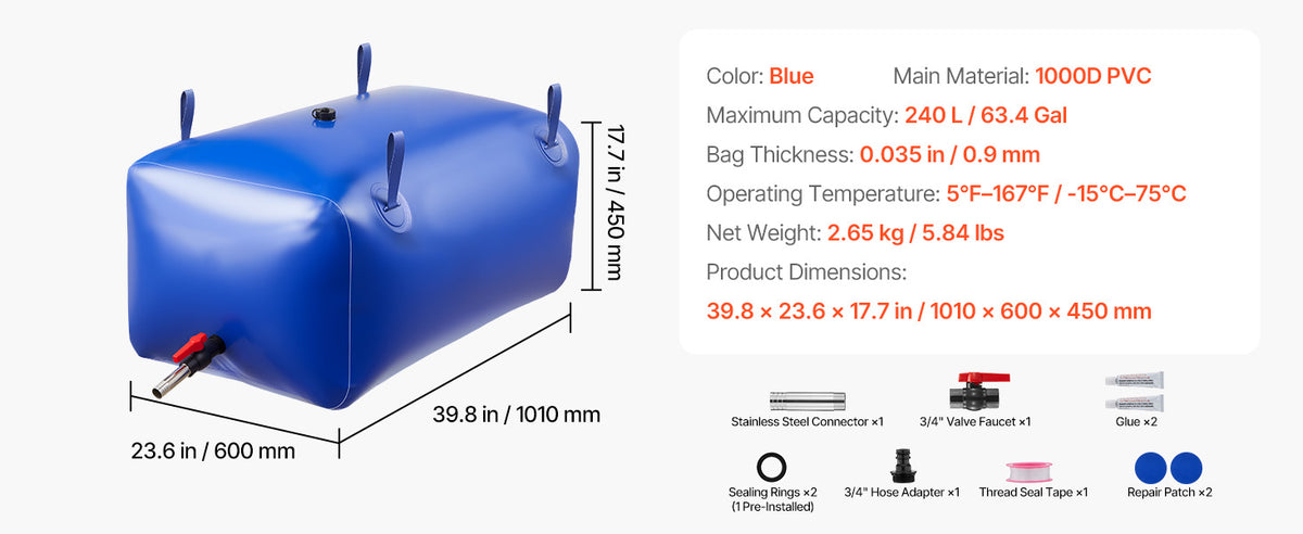 Réservoir d’eau souple pliable SucceBuy, de 113 à 1 000 L - APPRO-DISTRI