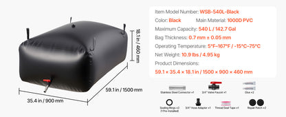 Réservoir d’eau souple pliable SucceBuy, de 113 à 1 000 L - APPRO-DISTRI